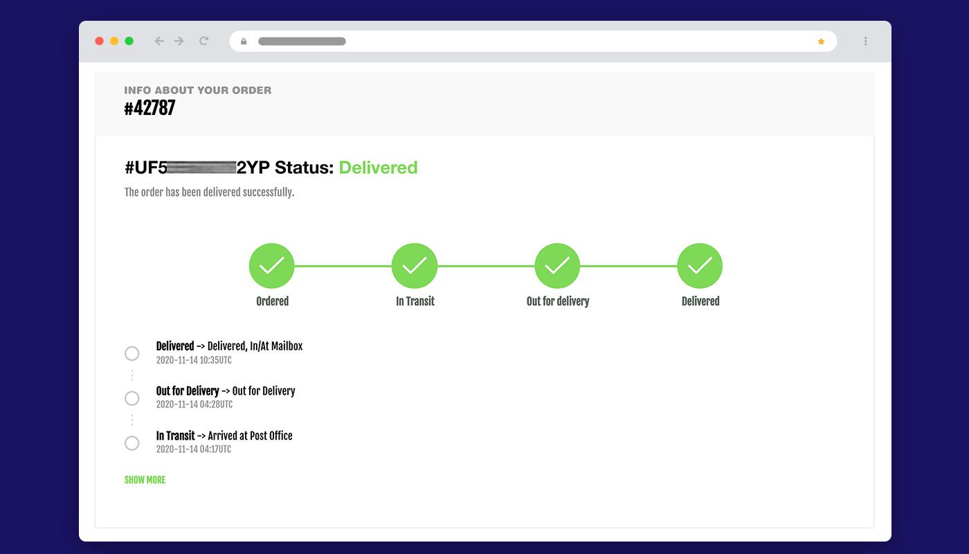 Make order tracking option easy to spot