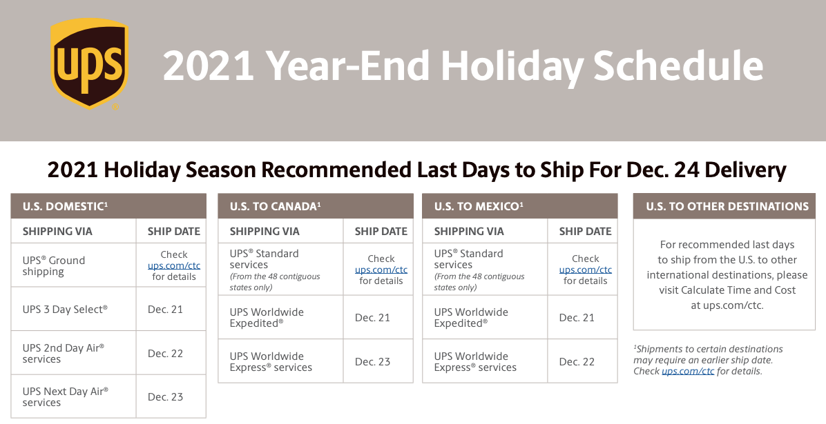 2021 year-end holiday schedule