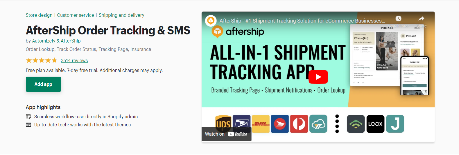 TrackingMore ‑ Order Tracking - Best Shopify order tracking App