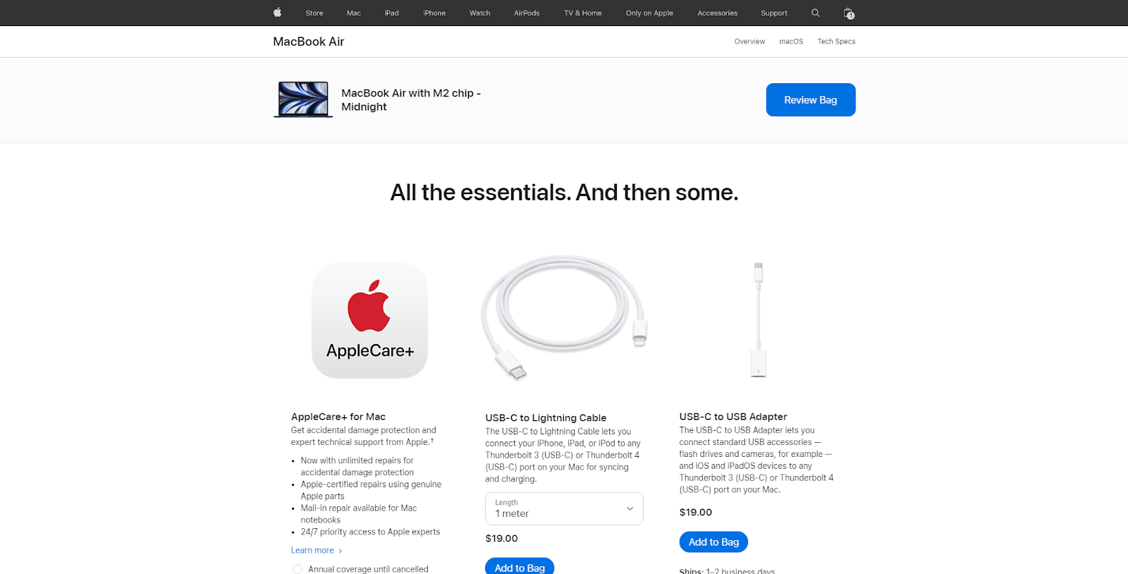 Apple's product page recommendations